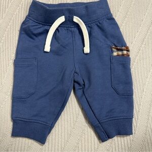 Carter's 3 mo. blue pants, pockets, plaid trim, soft cotton, NWOT